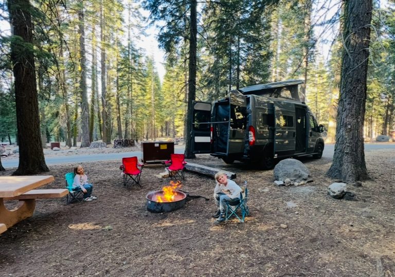 Using our cool camping gear while camping at Lassen Volcanic