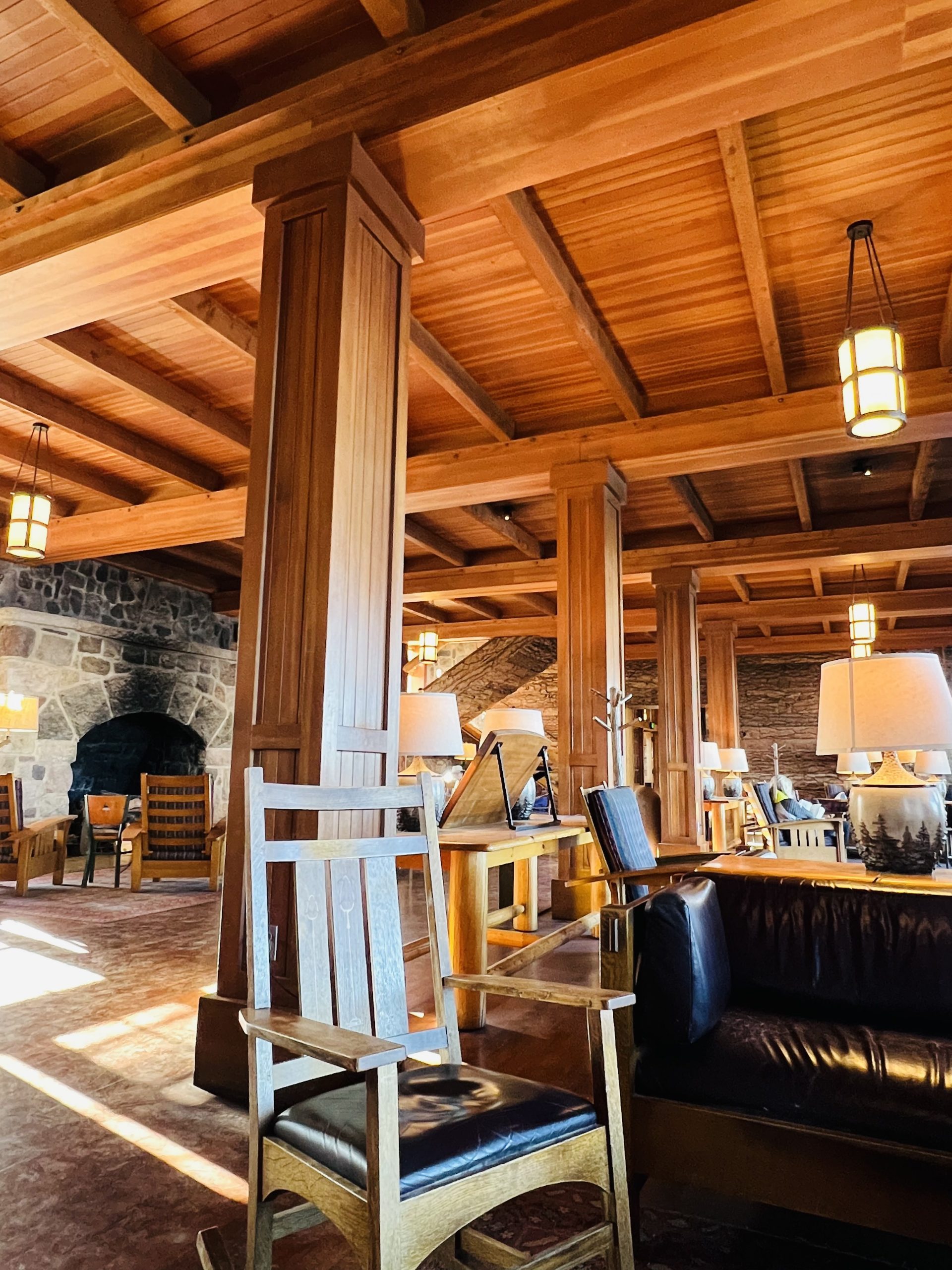 The great room in Crater Lake Lodge