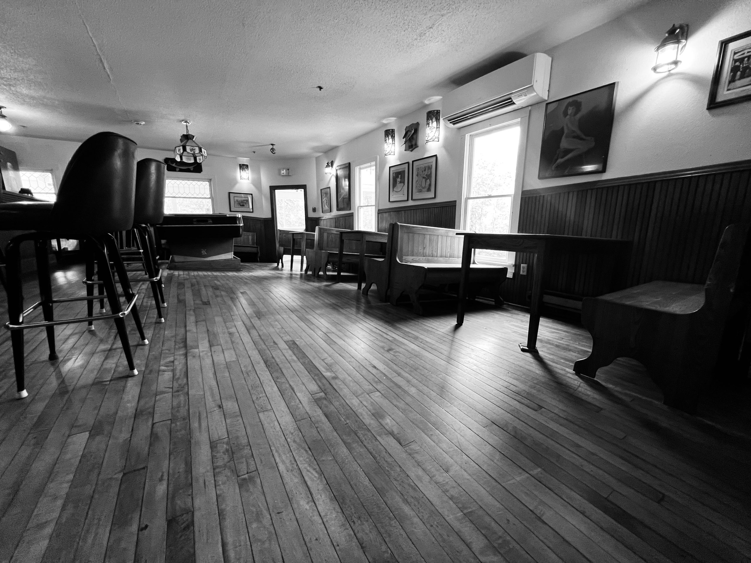 Sloping floor at Lumberjack Saloon